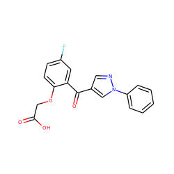 O=C(O)COc1ccc(F)cc1C(=O)c1cnn(-c2ccccc2)c1 ZINC000036127039
