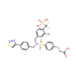 O=C(O)COc1ccc(S(=O)(=O)N(Cc2ccc(-c3csnn3)cc2)Cc2ccc(C(F)(F)P(=O)(O)O)c(Br)c2)cc1 ZINC000028527620