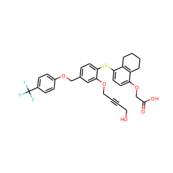 O=C(O)COc1ccc(Sc2ccc(COc3ccc(C(F)(F)F)cc3)cc2OCC#CCO)c2c1CCCC2 ZINC000042920692