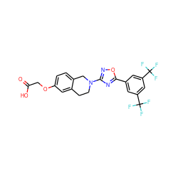 O=C(O)COc1ccc2c(c1)CCN(c1noc(-c3cc(C(F)(F)F)cc(C(F)(F)F)c3)n1)C2 ZINC000073164188