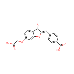 O=C(O)COc1ccc2c(c1)O/C(=C\c1ccc(C(=O)O)cc1)C2=O ZINC000009419065