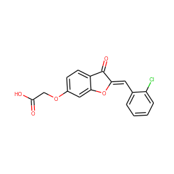 O=C(O)COc1ccc2c(c1)O/C(=C\c1ccccc1Cl)C2=O ZINC000005270357