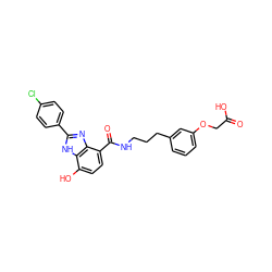 O=C(O)COc1cccc(CCCNC(=O)c2ccc(O)c3[nH]c(-c4ccc(Cl)cc4)nc23)c1 ZINC000073280102