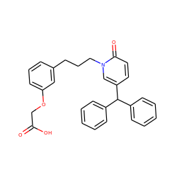 O=C(O)COc1cccc(CCCn2cc(C(c3ccccc3)c3ccccc3)ccc2=O)c1 ZINC000082158338