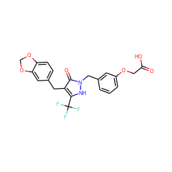 O=C(O)COc1cccc(Cn2[nH]c(C(F)(F)F)c(Cc3ccc4c(c3)OCO4)c2=O)c1 ZINC000028766543