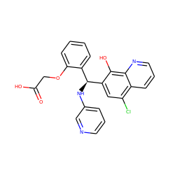 O=C(O)COc1ccccc1[C@H](Nc1cccnc1)c1cc(Cl)c2cccnc2c1O ZINC000006457189