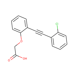 O=C(O)COc1ccccc1C#Cc1ccccc1Cl ZINC000073162551