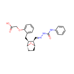 O=C(O)COc1ccccc1C[C@H]1[C@@H](/C=N/NC(=O)Nc2ccccc2)[C@H]2CC[C@H]1O2 ZINC000195218347