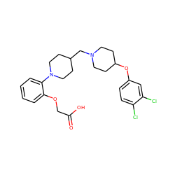 O=C(O)COc1ccccc1N1CCC(CN2CCC(Oc3ccc(Cl)c(Cl)c3)CC2)CC1 ZINC000095579047