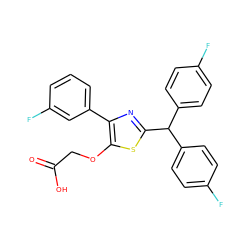 O=C(O)COc1sc(C(c2ccc(F)cc2)c2ccc(F)cc2)nc1-c1cccc(F)c1 ZINC000049054892