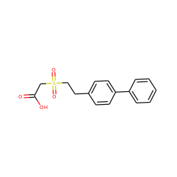 O=C(O)CS(=O)(=O)CCc1ccc(-c2ccccc2)cc1 ZINC000045245351