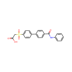 O=C(O)CS(=O)(=O)c1ccc(-c2ccc(C(=O)Nc3ccccc3)cc2)cc1 ZINC000003600347