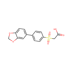 O=C(O)CS(=O)(=O)c1ccc(-c2ccc3c(c2)OCO3)cc1 ZINC000003600351