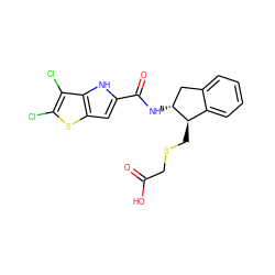 O=C(O)CSC[C@@H]1c2ccccc2C[C@H]1NC(=O)c1cc2sc(Cl)c(Cl)c2[nH]1 ZINC000049036678