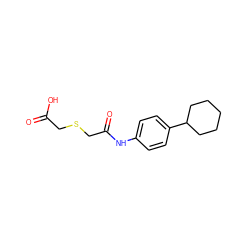 O=C(O)CSCC(=O)Nc1ccc(C2CCCCC2)cc1 ZINC000000420796