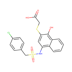 O=C(O)CSc1cc(NS(=O)(=O)Cc2ccc(Cl)cc2)c2ccccc2c1O ZINC000143123156