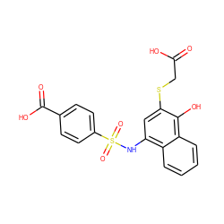 O=C(O)CSc1cc(NS(=O)(=O)c2ccc(C(=O)O)cc2)c2ccccc2c1O ZINC000001926256