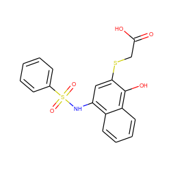 O=C(O)CSc1cc(NS(=O)(=O)c2ccccc2)c2ccccc2c1O ZINC000000645676