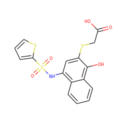 O=C(O)CSc1cc(NS(=O)(=O)c2cccs2)c2ccccc2c1O ZINC000001795810