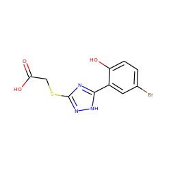 O=C(O)CSc1n[nH]c(-c2cc(Br)ccc2O)n1 ZINC000408545663