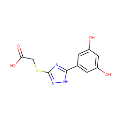 O=C(O)CSc1n[nH]c(-c2cc(O)cc(O)c2)n1 ZINC000219722792