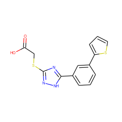 O=C(O)CSc1n[nH]c(-c2cccc(-c3cccs3)c2)n1 ZINC000205444295