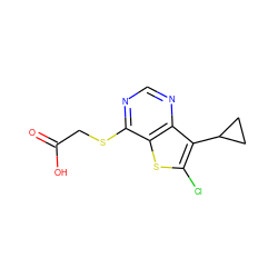 O=C(O)CSc1ncnc2c(C3CC3)c(Cl)sc12 ZINC000113835581