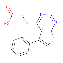 O=C(O)CSc1ncnc2scc(-c3ccccc3)c12 ZINC000000131642