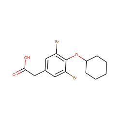 O=C(O)Cc1cc(Br)c(OC2CCCCC2)c(Br)c1 ZINC000028973803