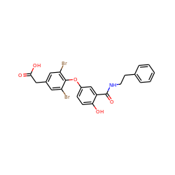 O=C(O)Cc1cc(Br)c(Oc2ccc(O)c(C(=O)NCCc3ccccc3)c2)c(Br)c1 ZINC000014969318