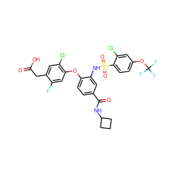 O=C(O)Cc1cc(Cl)c(Oc2ccc(C(=O)NC3CCC3)cc2NS(=O)(=O)c2ccc(OC(F)(F)F)cc2Cl)cc1F ZINC000082178585