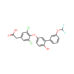 O=C(O)Cc1cc(Cl)c(Oc2ccc(O)c(-c3cccc(OC(F)F)c3)c2)c(Cl)c1 ZINC000014969240