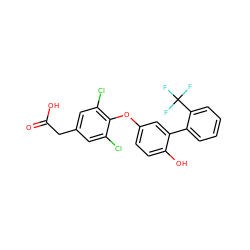 O=C(O)Cc1cc(Cl)c(Oc2ccc(O)c(-c3ccccc3C(F)(F)F)c2)c(Cl)c1 ZINC000014969216