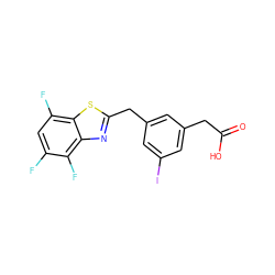 O=C(O)Cc1cc(I)cc(Cc2nc3c(F)c(F)cc(F)c3s2)c1 ZINC000029406751