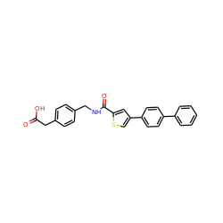 O=C(O)Cc1ccc(CNC(=O)c2cc(-c3ccc(-c4ccccc4)cc3)cs2)cc1 ZINC000071295435