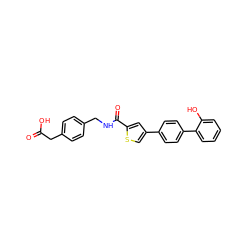 O=C(O)Cc1ccc(CNC(=O)c2cc(-c3ccc(-c4ccccc4O)cc3)cs2)cc1 ZINC000071295384