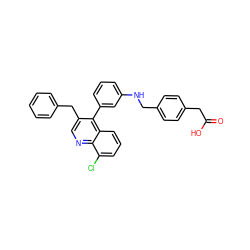 O=C(O)Cc1ccc(CNc2cccc(-c3c(Cc4ccccc4)cnc4c(Cl)cccc34)c2)cc1 ZINC000014972553