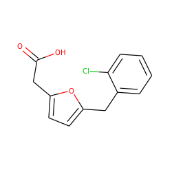 O=C(O)Cc1ccc(Cc2ccccc2Cl)o1 ZINC000028564461