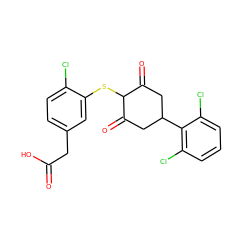 O=C(O)Cc1ccc(Cl)c(SC2C(=O)CC(c3c(Cl)cccc3Cl)CC2=O)c1 ZINC000473121240