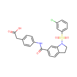 O=C(O)Cc1ccc(NC(=O)c2ccc3c(c2)N(S(=O)(=O)c2cccc(Cl)c2)CC3)cc1 ZINC000043196322