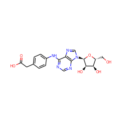 O=C(O)Cc1ccc(Nc2ncnc3c2ncn3[C@H]2O[C@H](CO)[C@@H](O)[C@H]2O)cc1 ZINC000048999538