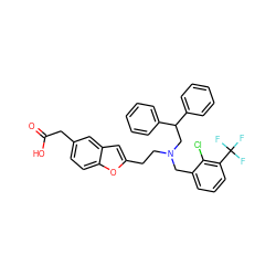 O=C(O)Cc1ccc2oc(CCN(Cc3cccc(C(F)(F)F)c3Cl)CC(c3ccccc3)c3ccccc3)cc2c1 ZINC000049695242