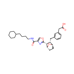 O=C(O)Cc1cccc(C[C@@H]2[C@H]3CC[C@@H](O3)[C@@H]2c2nc(C(=O)NCCCCC3CCCCC3)co2)c1 ZINC000166550604