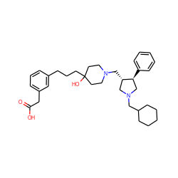 O=C(O)Cc1cccc(CCCC2(O)CCN(C[C@H]3CN(CC4CCCCC4)C[C@@H]3c3ccccc3)CC2)c1 ZINC000026823124