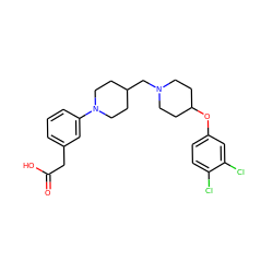 O=C(O)Cc1cccc(N2CCC(CN3CCC(Oc4ccc(Cl)c(Cl)c4)CC3)CC2)c1 ZINC000011686606