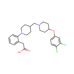 O=C(O)Cc1ccccc1N1CCC(CN2CCC(Oc3ccc(Cl)c(Cl)c3)CC2)CC1 ZINC000095573195