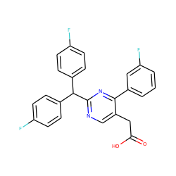 O=C(O)Cc1cnc(C(c2ccc(F)cc2)c2ccc(F)cc2)nc1-c1cccc(F)c1 ZINC000049068090