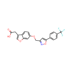 O=C(O)Cc1coc2cc(OCc3cc(-c4ccc(C(F)(F)F)cc4)on3)ccc12 ZINC000028822702