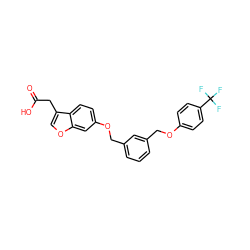 O=C(O)Cc1coc2cc(OCc3cccc(COc4ccc(C(F)(F)F)cc4)c3)ccc12 ZINC000028822716