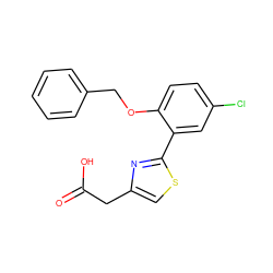 O=C(O)Cc1csc(-c2cc(Cl)ccc2OCc2ccccc2)n1 ZINC000011897109